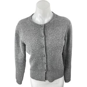 Zara Women's Gray Long Sleeve Ribbed Knit Button Up Cardigan Sweater Top Size M